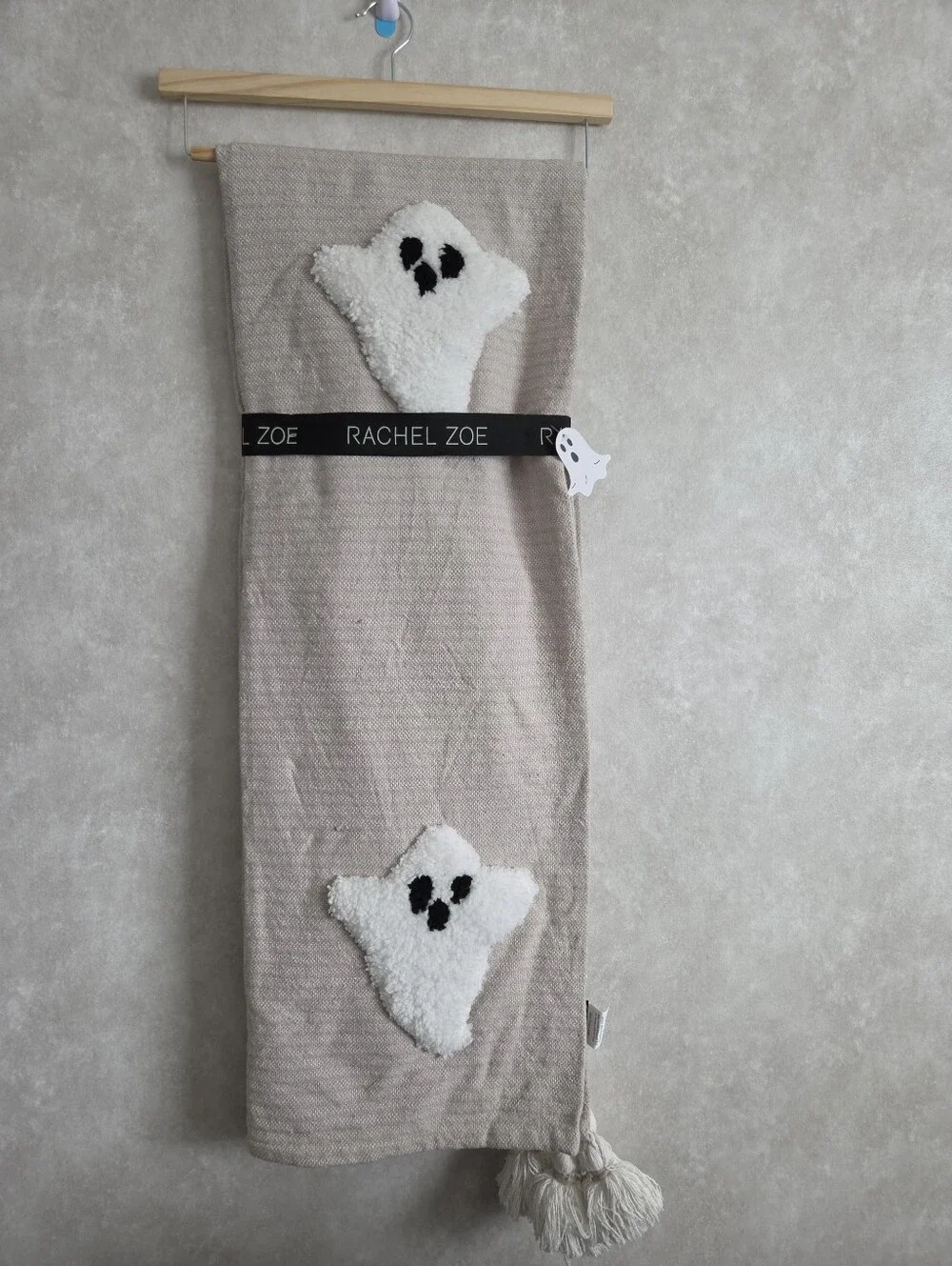 Rachel Zoe Halloween Ghost Blanket Throw Khaki Tan Color